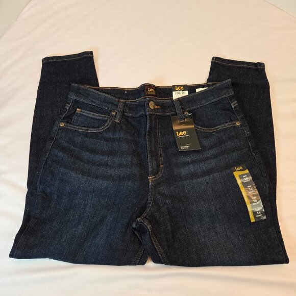 LEE Women's Legendary Mid Rise Skinny Jean Sz 16 Short  Dark Strides - Picture 1 of 12